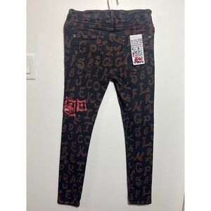 Ksubi Friends and Family Alphabet Print Jeans Black Brown Red 34x29